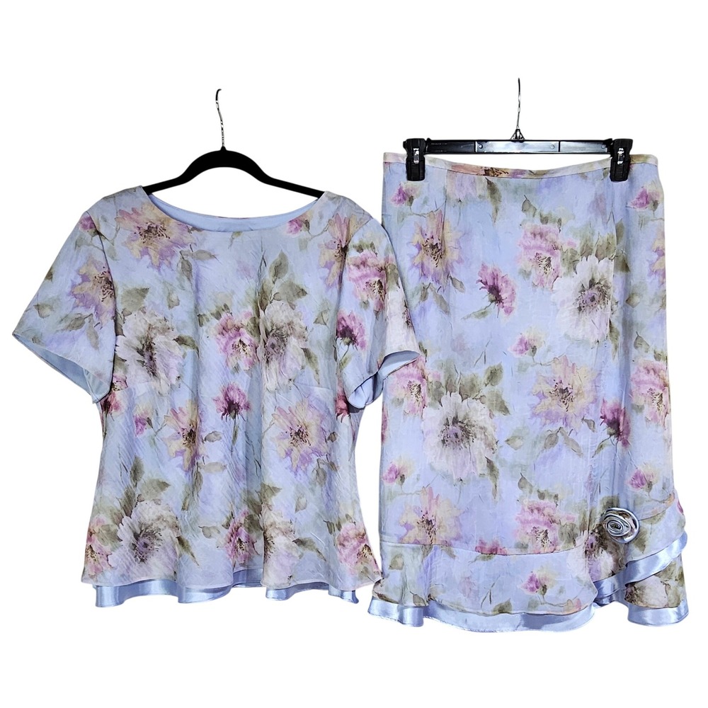 Lady Dorby Lavender Floral Skirt Set 16W/XL Romantic Cottagecore Pastel Modest